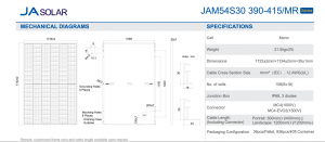Módulo Panel fotovoltaico JA SOLAR JAM54S30 MR 405W - MC4 - 1500V